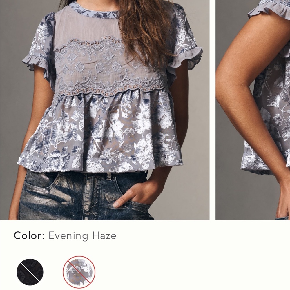 Anthropologie velvet burnout swing top medium NWT